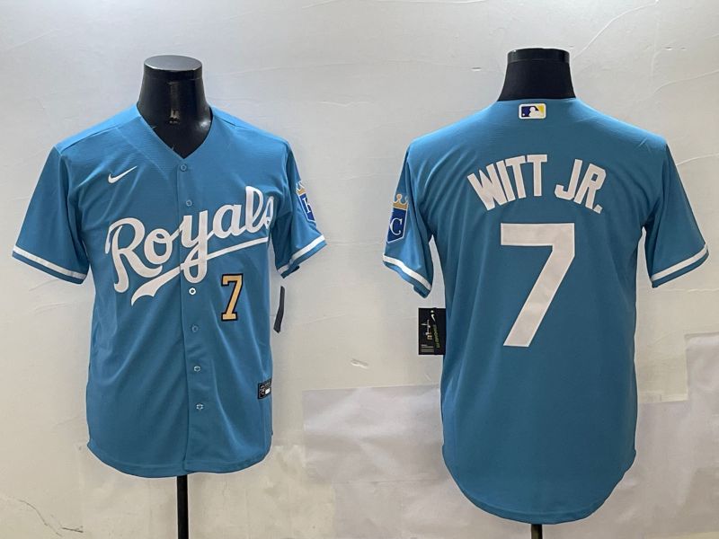 Men Kansas City Royals #7 Witt jr Light Blue Game 2025 Nike MLB Jersey style 5->kansas city royals->MLB Jersey
